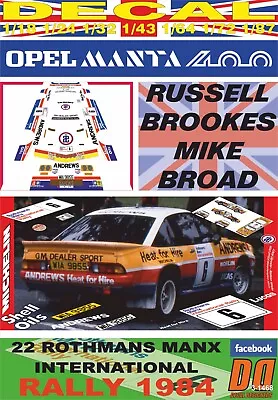 DECAL OPEL MANTA 400 R.BROOKES MANX R. 1984 DnF (01) • $17.30