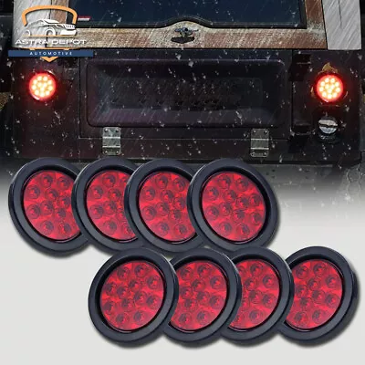 8X 4  Inch Round LED Truck Trailer Stop Turn Tail Brake Lights Waterproof 12-LED • $50.98