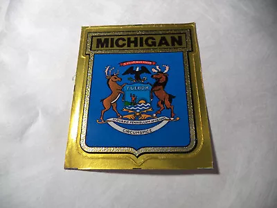 1972 Michigan Sticker State Flag Medallion Vintage Gulf Oil 3  X 4  Premium • $5.99