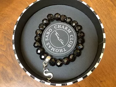 Thomas Sabo Black Bead Charm Carrier Stretchy Bracelet With  Charm • £27