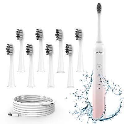 SEJOY Sonic Electric Toothbrush Adults 8 Brush Heads 6 Modes Power Rechargeable • $17.59