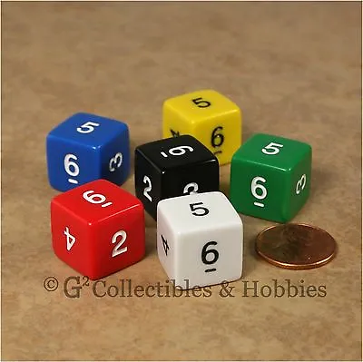 NEW Set 6 D6 Six Sided Game Dice With Numbers - 6 Colors RPG 16mm Numbered D6s • $5.99