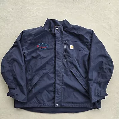 Carhartt Blue Shoreline Storm Defender Rain Coat Jacket J162 412 Mens Sz 2XL • $39.99