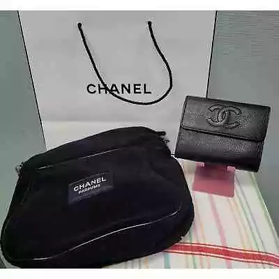 Chanel Vintage Caviar Leather Wallet W/ COA & Chanel Parfums CrossBody  • $350