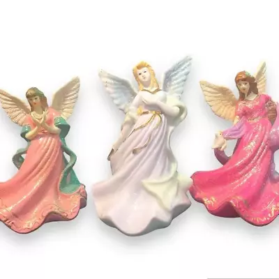 Vintage K’s Collection Set Of 3 Sparkly Glass Angel Figurines | Christmas God • $16