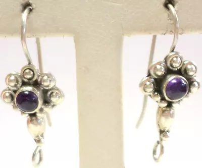 Vintage Pair Sterling 925 Purple Amethyst French Hook Connectors Earrings 3.27G • $12.77