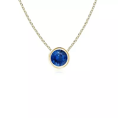 2Ct Round Lab-Created Blue Sapphire Solitaire Pendant 925 Silver Gold Plated • $87.29