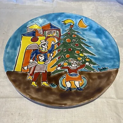 Rare La Musa Christmas Wall Plaque Plate Handmade Italy 14.5  Colorful Pottery • $300