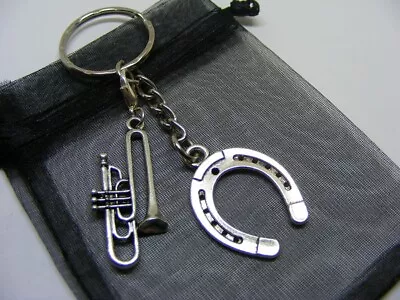 £3.95 • Buy Lucky Horseshoe & Trombone Charm Keyring With Gift Bag