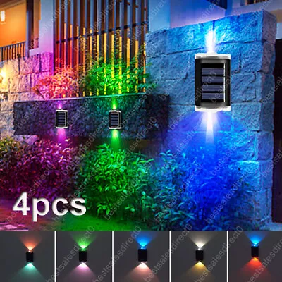 4X Solar Powered Door Fence Wall Lights LED RGB Color Color Changing Garden Lamp • £10.99