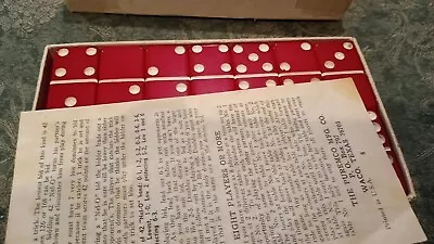 VINTAGE PUREMCO SET SETOF RED DOMINOES EXTRA THICK MARBLELIKE & Instructions(X) • $42.99