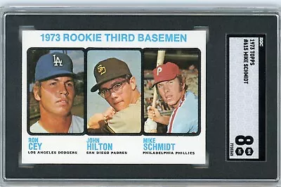 1973 Topps #615 Mike Schmidt Rookie/RC Ron Cey/John Hilton HOF SGC 8 • $1100