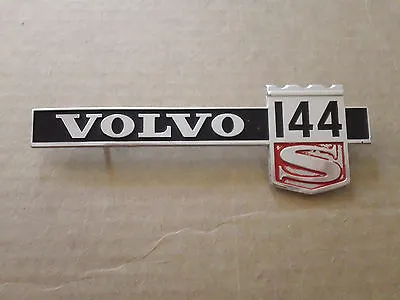 Vintage VOLVO 144 S Emblem Sign Badge Nameplate Script Metal Ornament Trim  • $60