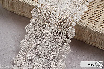 Broderie Anglaise Victorian Vintage Venice Lace Trim By The Yard 3.7  YH1084 • £2.40