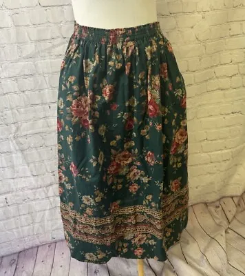 Vintage Vera Bradley Greenbriar Roses Floral Broom Long Skirt Size Small • $34.99