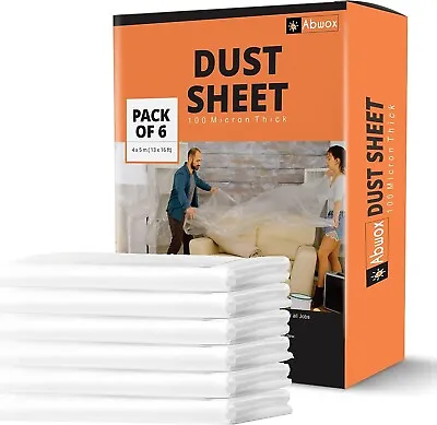 Dust Sheets Set Of 6 For Furniture & Floor Protection 100 Micron Thick Covering • £12.49