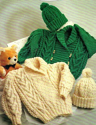 Baby Boys Double Breased Jacket Cardigan Sweater KNITTING PATTERN Aran 20 - 26  • £2.15