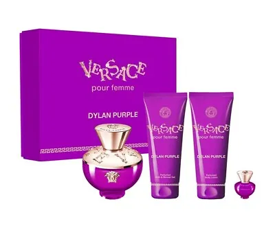 Versace Dylan Purple Women EDP 3.4 Oz Spray Lotion Shower Gel & Mini 4 Pc Set • $92.95