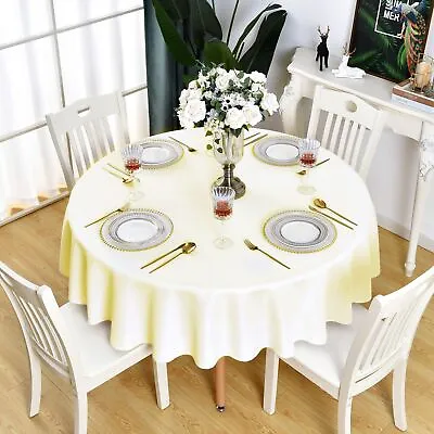 Cream Round Tablecloth - Waterproof Stain Resistant Wrinkle Free Table Cloth ... • $16.02