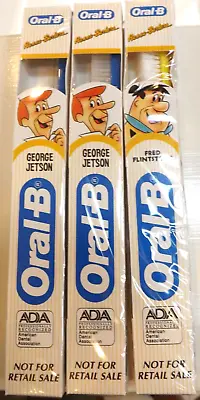 VTG GEORGE JETSON + FRED FLINTSTONE TOOTHBRUSH HANNA BARBERA Cartoons  1990 • $5.95