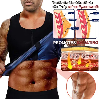 Men Sauna Sweat Vest Weight Loss Waist Trainer Tank Top Body Shaper Break Fat AU • $30.99