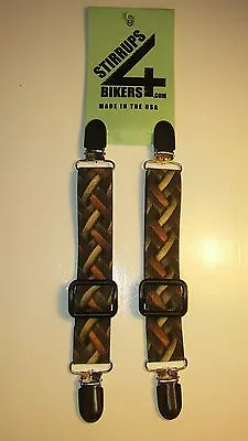 Stirrups 4 Bikers .. Motorcycle Rider Pant Clips Bungee Clamps....leather Weave • $19.99