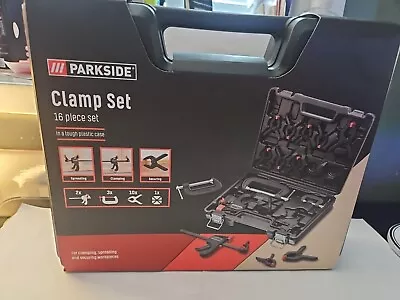 Parkside Clamp Set 16 Pieces With Carry Case Quick-Release Mini Screw & Spring  • £14.99