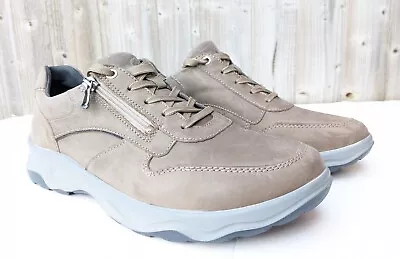 Waldlaufer Mens Comfort Shoe H-Max Taupe Leather Wide Fit Arch Support Size UK10 • £19.99