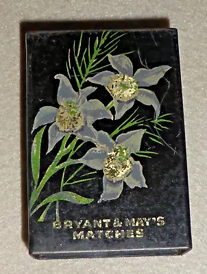 £10 • Buy Vintage Bryant & May  Floral Matchbox Holder Or Cover With Orchids, 1940s
