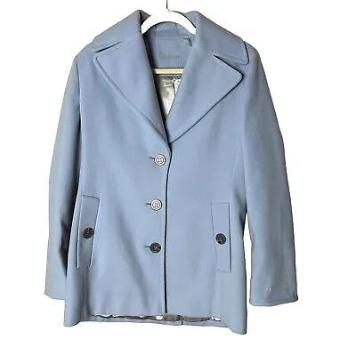 Calvin Klein Women's Pea Coat Size XS Winter Powder Light Blue Pockets Lined • £11.54