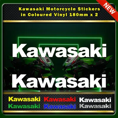 £4.95 • Buy Kawasaki Motorcycle Bike Stickers Decals In Vinyl Various Colours & Sizes X 2