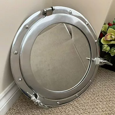Chrome Studded Porthole Mirror Industrial  Wall Mounted Metal Frame Round Glass • £53.99