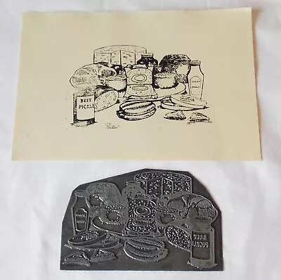Vintage Letterpress Metal Printing Plate Advertising Pictorial Grocer Shop Items • £14.99