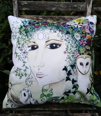 Cushion Cover Floral Goddess Home Decor Scatter Pagan Wicca Gardening Celtic  • £6.45
