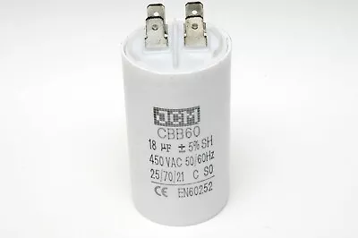 $13.50 • Buy 18UF 450VAC Motor Run Capacitor 450V AC CBB60 18 UF Round White 50/60HZ Cap