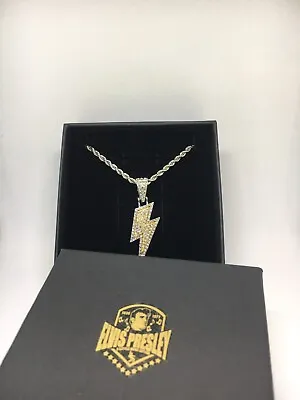 Elvis Presley Thunder Pendant Necklace Silver Titanium Concert Hip Hop Rap Men • $28.49