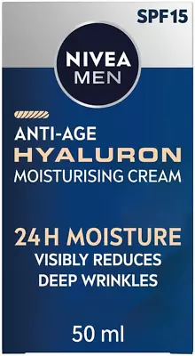 NIVEA MEN Hyaluron Face Cream 50Ml Anti Wrinkle Face Cream Reduces Deep Men'S • £9.38