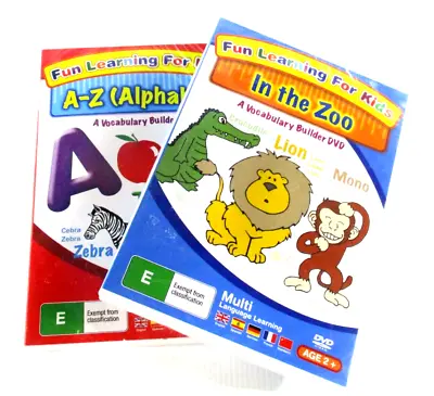 Fun Learning For Kids A-Z Alphabet And In The Zoo DVDs Multi Language Brand New  • £16.86