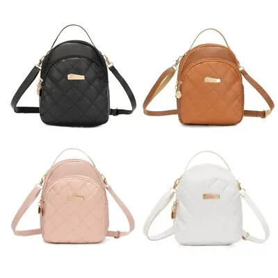 Women Small Backpack Ladies Quilted Backpack All-matching PU Leather Back Packs • £7.60