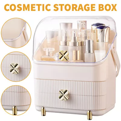 Large Cosmetic Skincare Organiser Tabletop Make-Up Storage Case 2 Drawers Box UK • £16.59