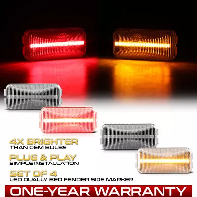 4PC LED Rear Trunk Bed Amber Side Marker Lights For 84-96 Ford F250 F350 Dually • $39.95