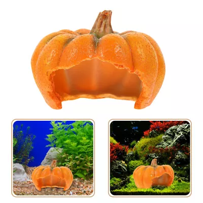  Resin Reptile Hideout Fish Tank Decor Pumpkin Hamster Shelter Container Glass • £14.88