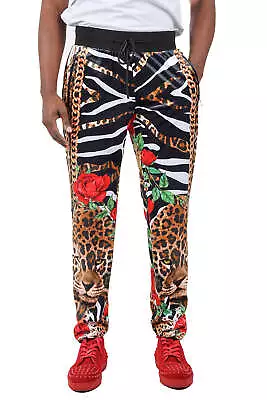 BARABAS Men's Leopard Zebra Floral Chain Printed Joggers 2TPP22 • $142