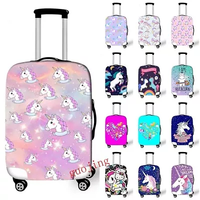 Kids Unicorn Luggage Cover Travel Trolley Suitcase Protector Elastic Dust-proof • £12.71