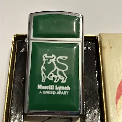 Zippo Slim Ultar Light MERRILL LYNCH A BREED APART 1979 Nice Box • $100