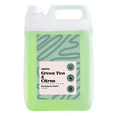 Liquipak Vegan Washing Up Liquid 5L Green Tea & Citrus- Cruelty Free UK Made • £15.99