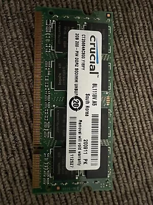 £3.69 • Buy Crucial CT25664AC800 (2 GB, PC2-6400 (DDR2-800), DDR2 RAM, 800 MHz, SO DIMM...