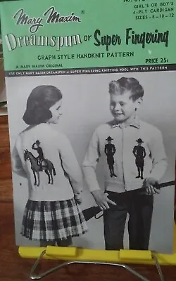 Rare Mary Maxim Knitting Pattern #612 Mountie RCMP Childs 4-ply Cardigan Sz 8-12 • $8.83