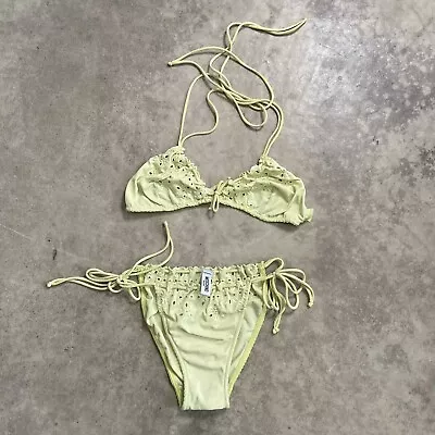 Moschino Mare Swimwear Womens Sz Small Bikini 2 Piece Yellow Made In Italy • $250