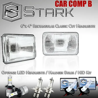 H4651 H4652 H4666 H4656 Head Light Glass Housing Lamp Chrome - 4x6 PAIR (B) • $74.44